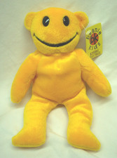 Skansen BK YELLOW SMILEY TEDDY BEAR 8" Bean Bag Stuffed Animal NEW w/ Tag SMILE