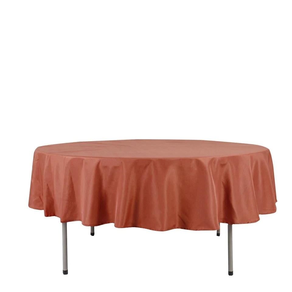 10 Terracotta 90" ROUND POLYESTER TABLECLOTHS Wholesale Wedding Party Supplies - Image 3 of 4