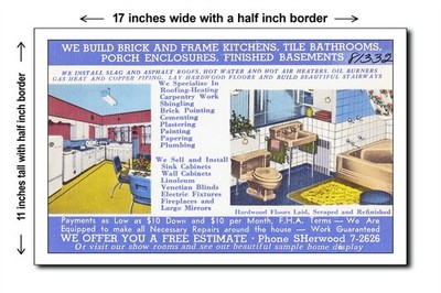 Pennsylvania 1940s - We build brick and frame kitchens, tile ba - 11x17 Poster