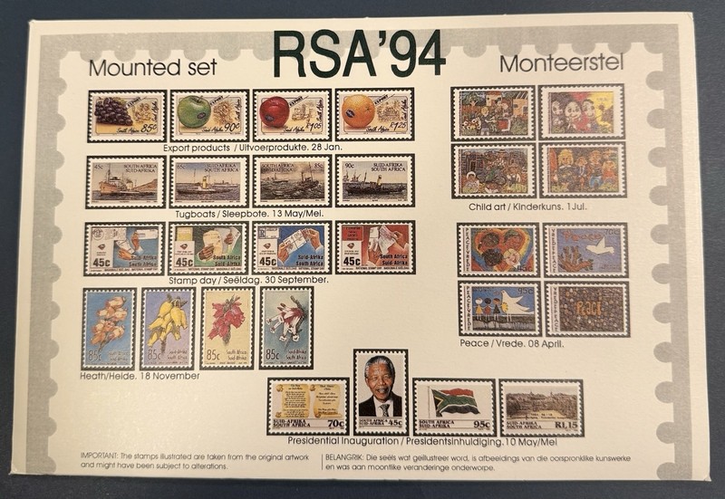 South Africa Stamps and Souvenir Sheet 1994 MNH Year Set. Fruit, Flowers,Mandela