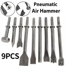 9PACK Pneumatic Air Hammer Punch Chipping Bits 0.39in Shank Tool Set Chisel New