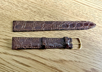 Vintage NOS 1960's (5/8'') 16mm Brown Crocodile Calf Leather Watch Band
