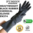 CHEMICAL GLOVES.RUBBER GLOVES.HEAVY DUTY.OIL,PETROL,ACID ALKALI,JET BLACK GLOVES