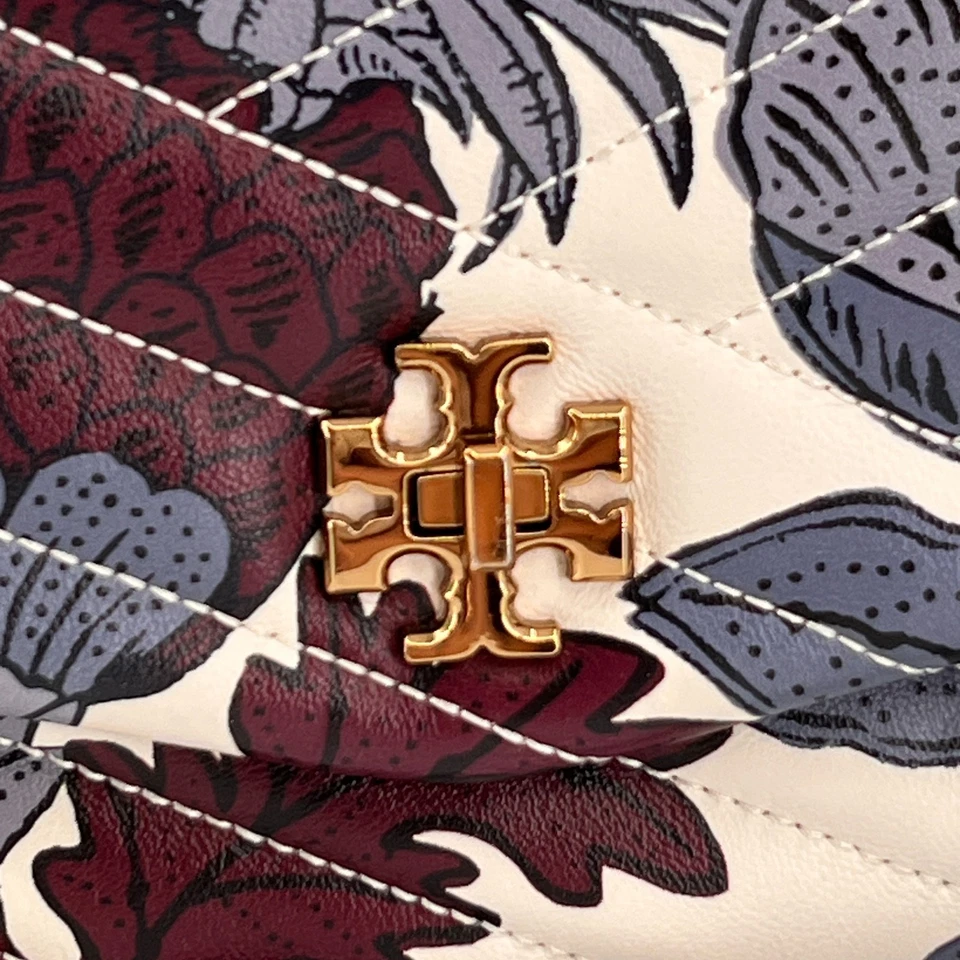 Bolso Bandolera Pequeño Tory Burch Kira Chevron Cadena Cartera Estampado Floral Cuero Foto 4 de 4