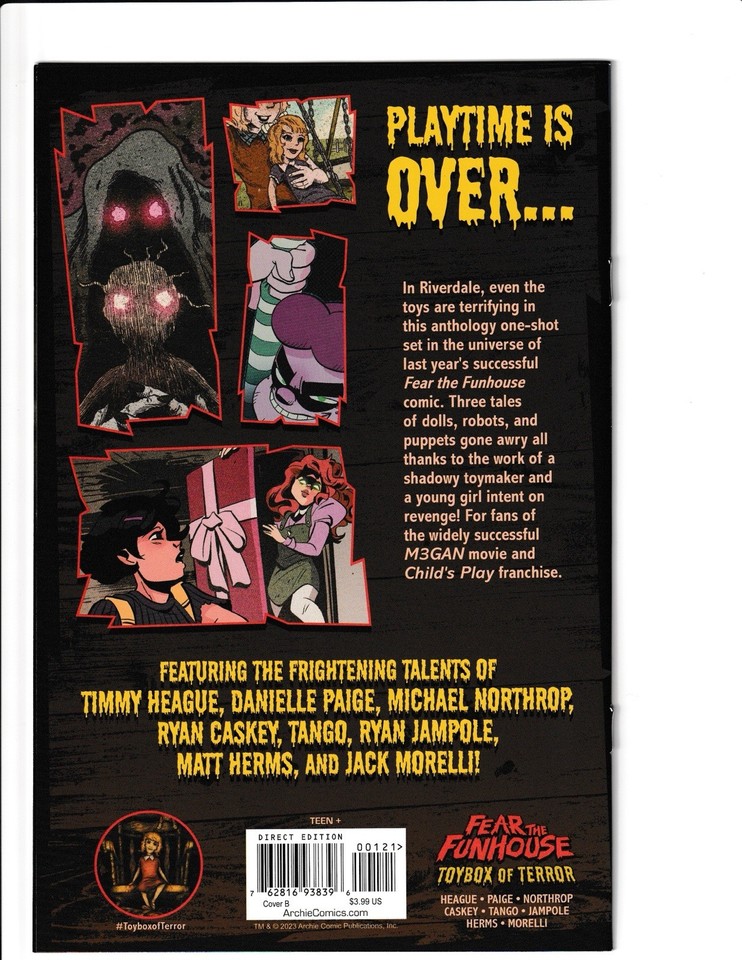 Fear The Funhouse: Toybox Of Terror, NM, Sweeny Boo Variant, Archie ...