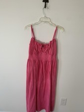 Old Navy Midi Dress Pink Cotton Marbled Large Smocked Back
