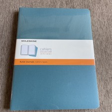 Moleskine Cahier Journals, XL 7.5" x 9.75", Ruled Brisk Blue, 120pgs, 3/Pack NEW