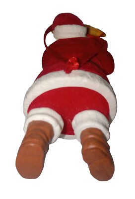 2001 Hallmark Cards Inc Flocked Red Santa~None The Worse For Wear