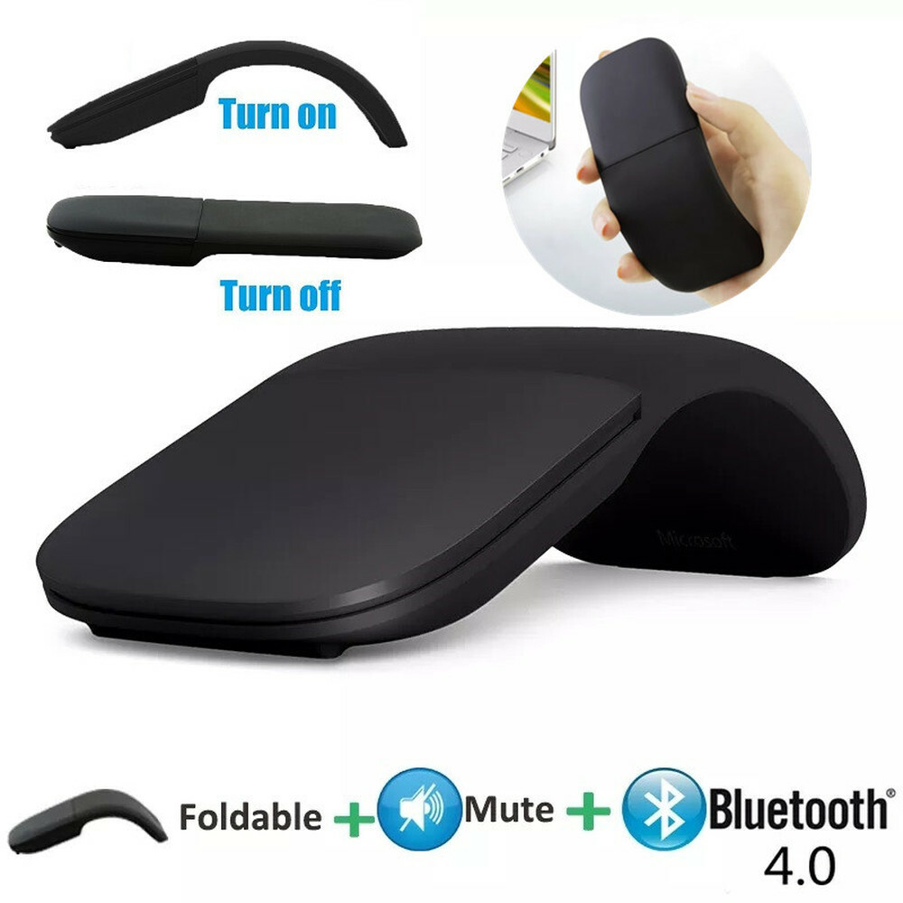 Foldable Arc Wireless Mouse Silent Bluetooth 2.4GHz Ultra Slim PC ...