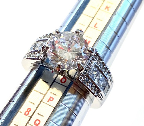 Sterling Silver CZ Cubic Zirconia Cocktail Ring-Size 7 - Picture 9 of 11