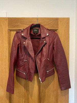 maje red leather jacket
