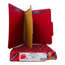 10 Count Smead Classification Folder Letter Size 4 Section Red 2" Expansion