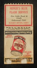 1930s PULLQUICK Match Nepkie's Blue Flash Gas Kendall Motor Oil Rocky River OH