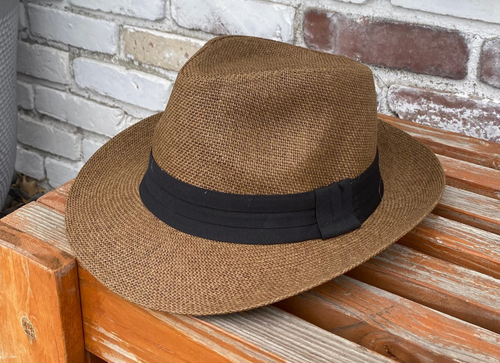 Unisex Hombre y Mujer Marrón Panamá Ala Media Tropical Cuba Tejido Fedora Sombrero - Imagen 5 de 7