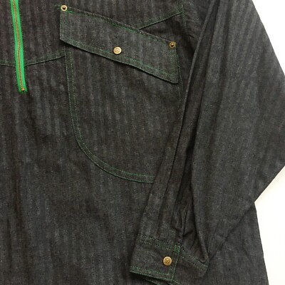 Vintage 90s Cross Colours Cotton Pull Over Pinstripe Zip Up