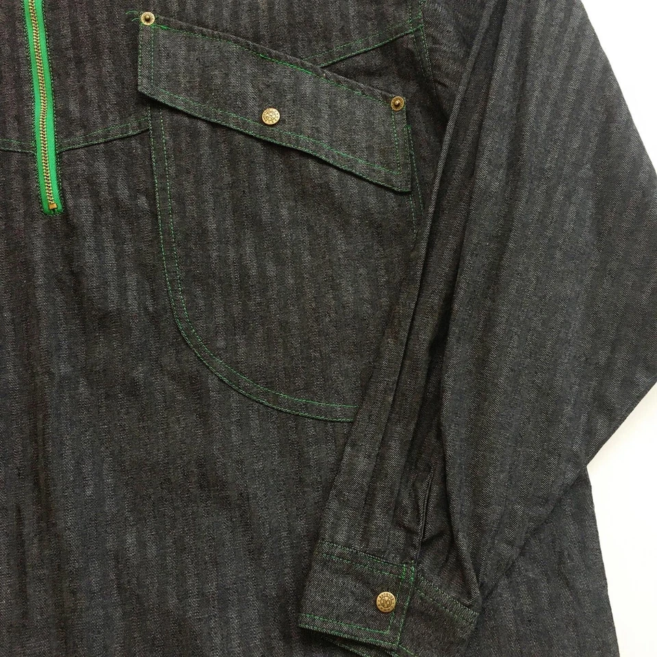 Ropa de trabajo Henley vintage años 90 colores cruzados algodón a rayas cremallera nueva con etiquetas Foto 2 de 4