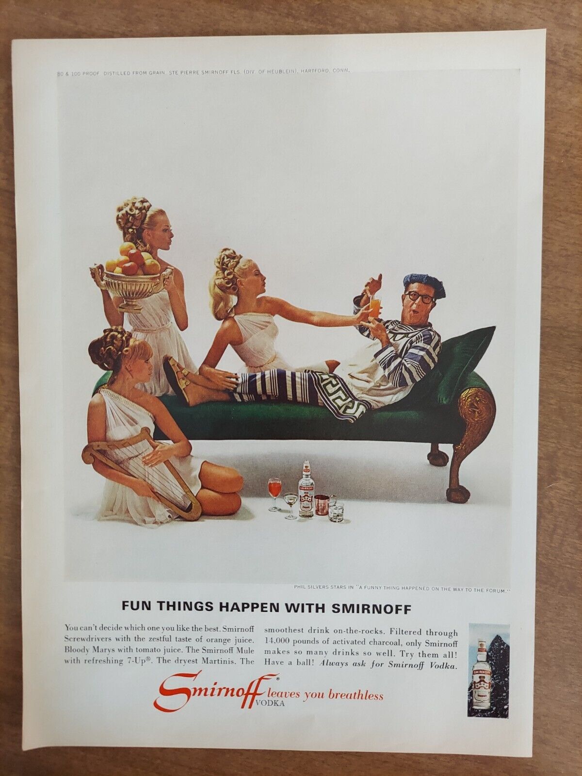 Smirnoff Vodka Phil Silvers Movie Promotion Funny Thing 1967 Vintage Print  Ad | eBay
