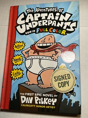 Adventures Of Captain Underpants 1st EPIC novel Hardcover, SIGNED