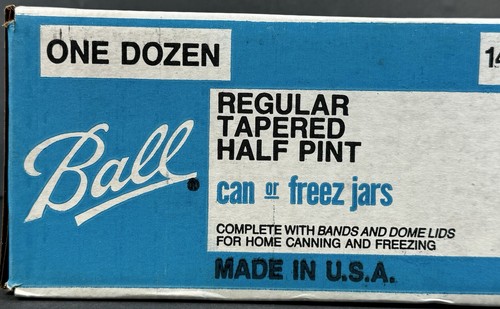 BALL One Dozen Regular Tapered Half Pint Can Or Freeze Glass Jars Made In USA - Picture 5 of 23