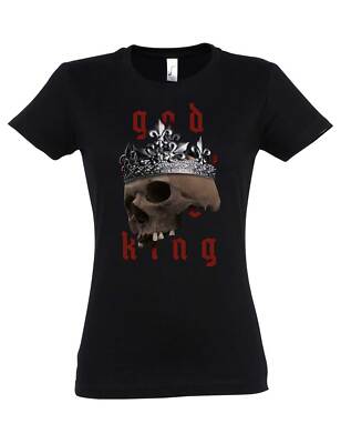 God Save The King Skull Damen T-Shirt Skull Horror Goth Gothic King Crown Dark
