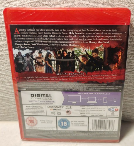 Pride & Prejudice & Zombies - Blu Ray - Region B - Cert 15 - Brand New Sealed  - Picture 2 of 2