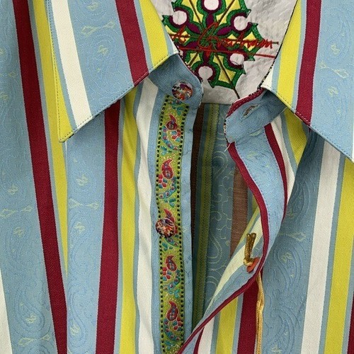 Robert Graham Malliouhana Sporthemd Streifen blau Baumwolle Flip Manschette neu X-Large - Bild 3 von 7