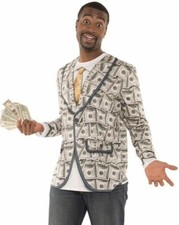 Faux Real Money Suit Sublimated Photorealistic Halloween Costume Shirt SMALL