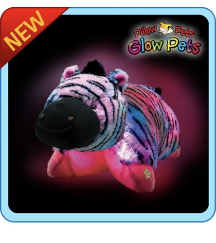 LED Glow Zebra Pillow Pets Glow Pets Jumbo 18'~As Seen on TV~ Stuffed Animal - 第 1/5 張圖片