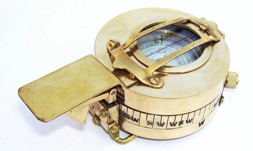 Solid Brass British Prismatic Engineer's WW2 Compass Replica Antique Nautical - Picture 2 of 5