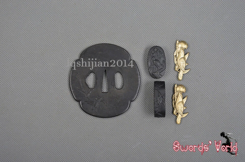 JUEGO DE TSUBA de Acero Inoxidable Protector de Mano Kashira Fuchi Latón Menuki Espada Accesorio  Foto 2 de 3