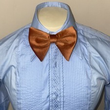 Vtg 70s 80s After Six Dress Shirt Tuxedo Blue Ruffles Prom Mens Small 14.5 34