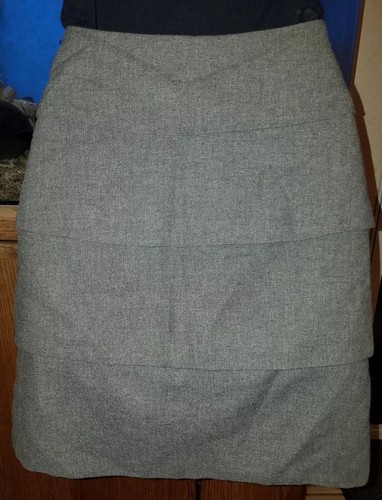 New Veronika Maine Tiered Gray Wool Blend Skirt Size 8 - Picture 5 of 5