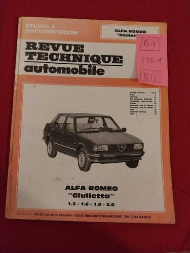 Revue technique ALFA ROMEO GIULIETTA 1.3 1.6 1.8 2.0 2000 1800 1600 1300 - Foto 1 di 15