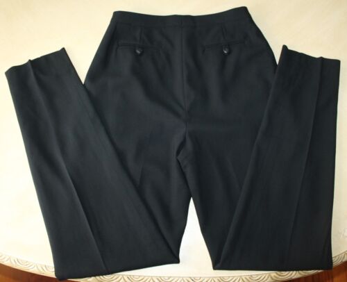 Auth Chanel Boutique Black Wool Pants CC Crown Buttons Size 38 - Picture 2 of 12
