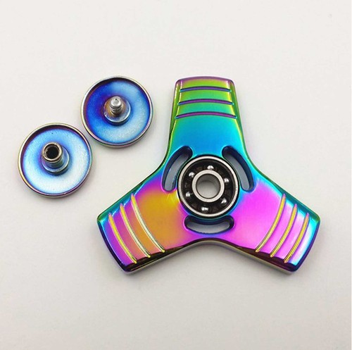 Hand 3 SIDE FIDGET Spinner Ball Desk Toy EDC ADHD Stuffer Stocking Focus RAINBOW - Picture 3 of 24