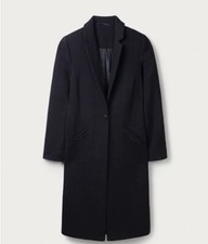 New The White Company White Label Navy Blue Twill Wool Coat Uk Size 12 Rrp £270!
