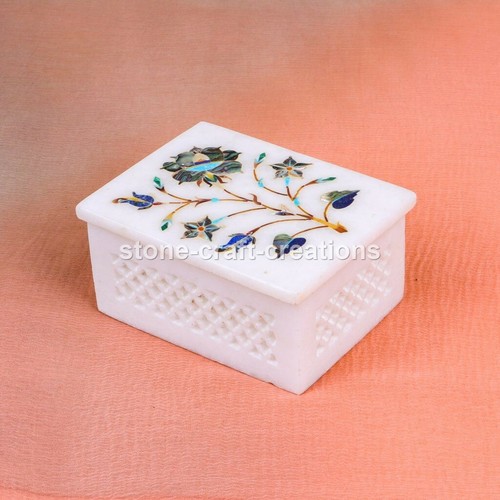 White Marble Trinket Box, Mid Century Jewelry Box, Gift for Her Christmas Gift - Picture 3 of 4