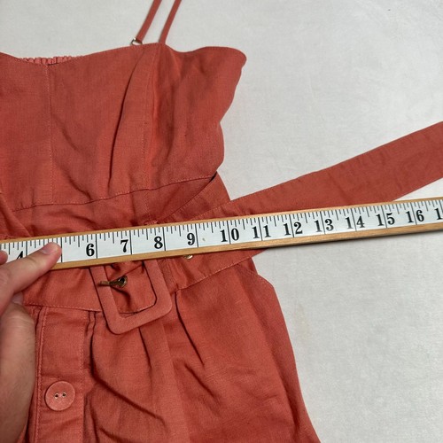 French Connection Dress Womens 6 Red Salmon Midi Belted Sleeveless Stretch - Bild 6 von 10