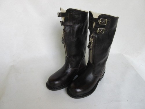 Stivali di Pelliccia Invernali Biker Boots pelle Pecora Annata Rockabilly Hotrod - Imagen 6 de 7