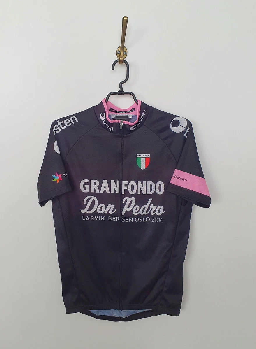 Diadora Granfondo Don Pedro Black Cycling Jersey Short Sleeve Men Size M
