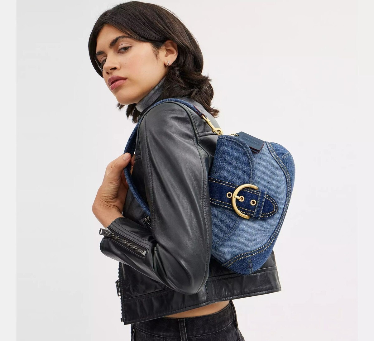 COACH Soho Bags Upcycled Repurposed Denim Blue CR737 Outlet