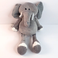 Plush Elephant Soft  Floppy Gray  White Stuffed Zoo Animal 16"