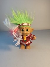Troll Vintage Ace Novelty Treasure Native American Green Hair Green Eyes RARE 