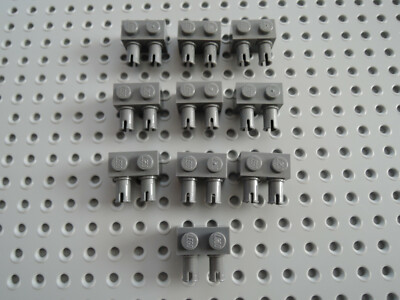 LEGO 10 x Technic Stein 30526 neu dunkelgrau 1x2 mit 2 seitl. Pins