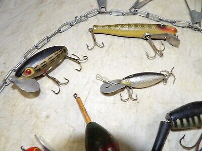 Vintage Fishing Lure Lot Bobber 6 Snap Stringer Heddon Paw Vintage Fishing Lure Lot Bobber 6 Snap Stringer Heddon Paw