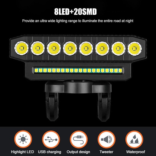 Faro Anteriore Bicicletta Super Luminoso LED Luce Bici USB Ricaricabile Impermeabile- - Foto 14 di 20