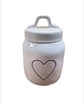 Rae Dunn Black Heart 7'' Valentine's Baby Canister New