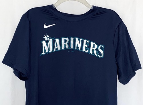Mariners Shirt NIKE Boys Medium MLB Top T-Shirt The Nike Tee Little League Patch - Picture 11 of 15