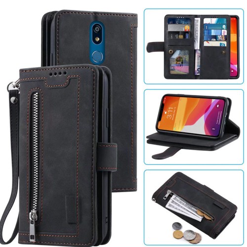 LG K40 Wallet Case,Leather Zipper Magnetic Flip Card Case Cover For LG K12 Plus - Picture 1 of 26