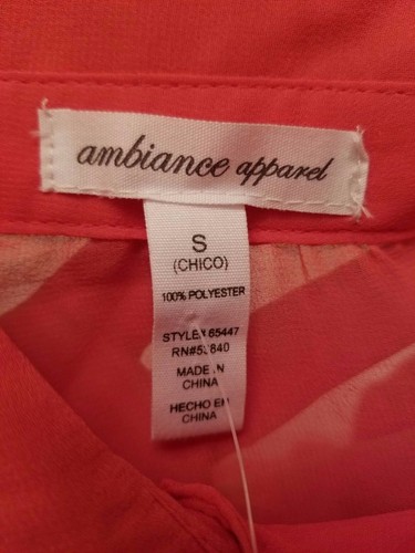 Ambiance Apparel Womens Shirt Top Blouse Size S Small Coral - Picture 2 of 4